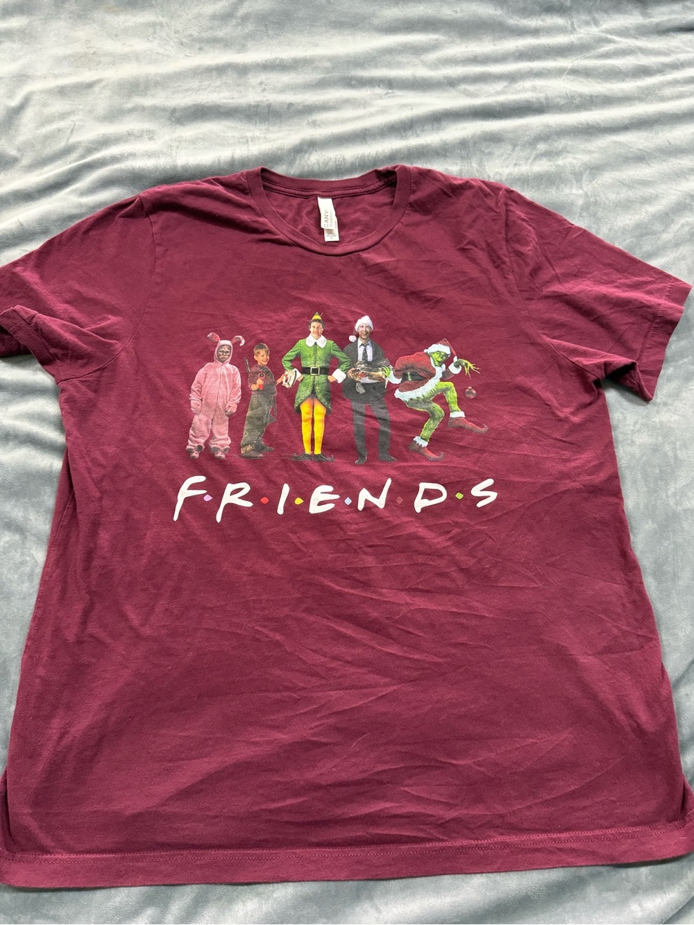 Friends Graphic Tee - Burgundy Holiday Characters